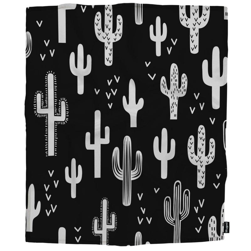 Mugod Western Cactus Throw Blanket Black and White Seamless Repeat Fun Western Cactus Decorative Soft Warm Cozy Flannel Plush Throws Blankets for Baby Toddler Dog Cat 30 X 40 Inch - Image 3